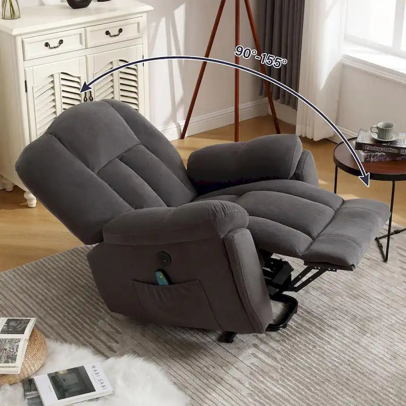 Beige / Grey Power Lift Recliner Chair with Heat & Massage – 1-Person