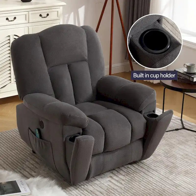 Beige / Grey Power Lift Recliner Chair with Heat & Massage – 1-Person