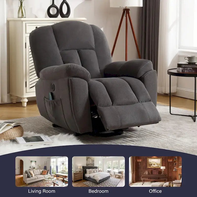 Beige / Grey Power Lift Recliner Chair with Heat & Massage – 1-Person