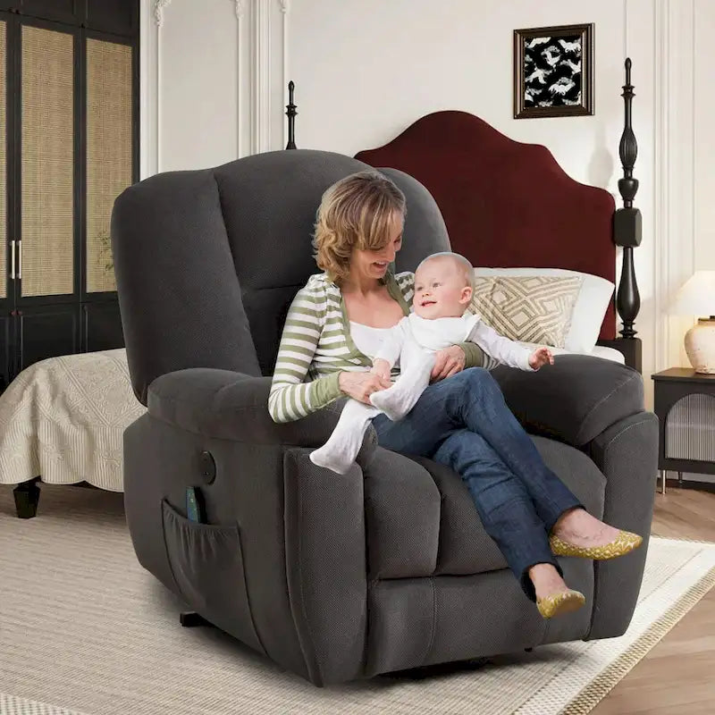 Beige / Grey Power Lift Recliner Chair with Heat & Massage – 1-Person