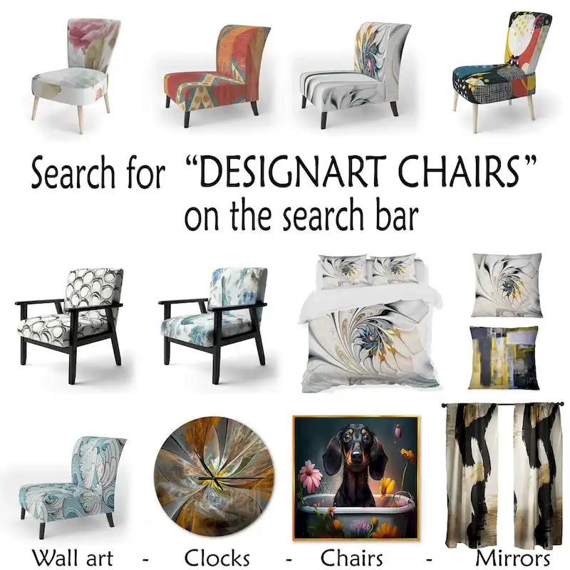 Multicolor Abstract Mid-Century Accent Chair – Single Seat, Polyester Upholstery