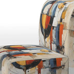 Multicolor Abstract Mid-Century Accent Chair – Single Seat, Polyester Upholstery