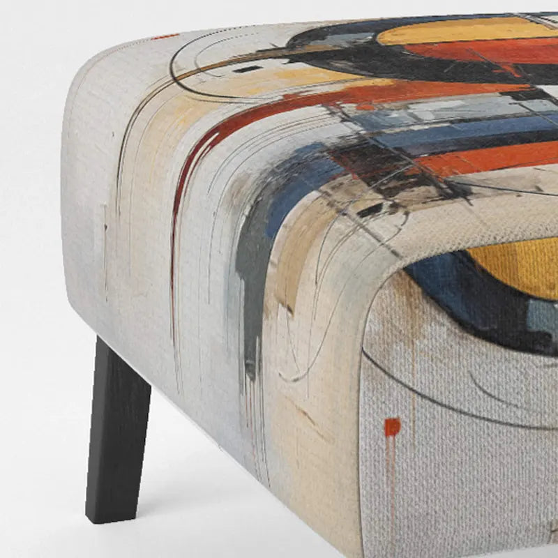 Multicolor Abstract Mid-Century Accent Chair – Single Seat, Polyester Upholstery