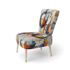 Multicolor Abstract Mid-Century Accent Chair – Single Seat, Polyester Upholstery