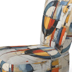 Multicolor Abstract Mid-Century Accent Chair – Single Seat, Polyester Upholstery