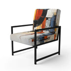 Multicolor Abstract Mid-Century Accent Chair – Single Seat, Polyester Upholstery