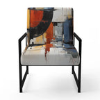 Multicolor Abstract Mid-Century Accent Chair – Single Seat, Polyester Upholstery
