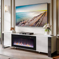 70" TV Stand with 36" Electric Fireplace, White / Black, Fits up to 80" TV