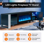 70" TV Stand with 36" Electric Fireplace, White / Black, Fits up to 80" TV