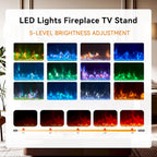 70" TV Stand with 36" Electric Fireplace, White / Black, Fits up to 80" TV