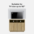 Golden Oak / Natural Walnut Corner TV Stand with Storage, 1-Person Assembly