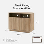 Golden Oak / Natural Walnut Corner TV Stand with Storage, 1-Person Assembly