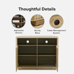 Golden Oak / Natural Walnut Corner TV Stand with Storage, 1-Person Assembly