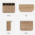 Golden Oak / Natural Walnut Corner TV Stand with Storage, 1-Person Assembly
