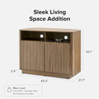 Golden Oak / Natural Walnut Corner TV Stand with Storage, 1-Person Assembly
