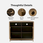 Golden Oak / Natural Walnut Corner TV Stand with Storage, 1-Person Assembly