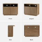 Golden Oak / Natural Walnut Corner TV Stand with Storage, 1-Person Assembly