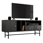 Modern TV Stand with 2 Drawers & Open Shelves, Fits up to 60" TV – Walnut / Ebony / White / Phantom Grey