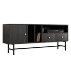 Modern TV Stand with 2 Drawers & Open Shelves, Fits up to 60" TV – Walnut / Ebony / White / Phantom Grey