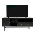 Modern TV Stand with 2 Drawers & Open Shelves, Fits up to 60" TV – Walnut / Ebony / White / Phantom Grey