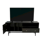 Modern TV Stand with 2 Drawers & Open Shelves, Fits up to 60" TV – Walnut / Ebony / White / Phantom Grey