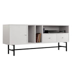 Modern TV Stand with 2 Drawers & Open Shelves, Fits up to 60" TV – Walnut / Ebony / White / Phantom Grey