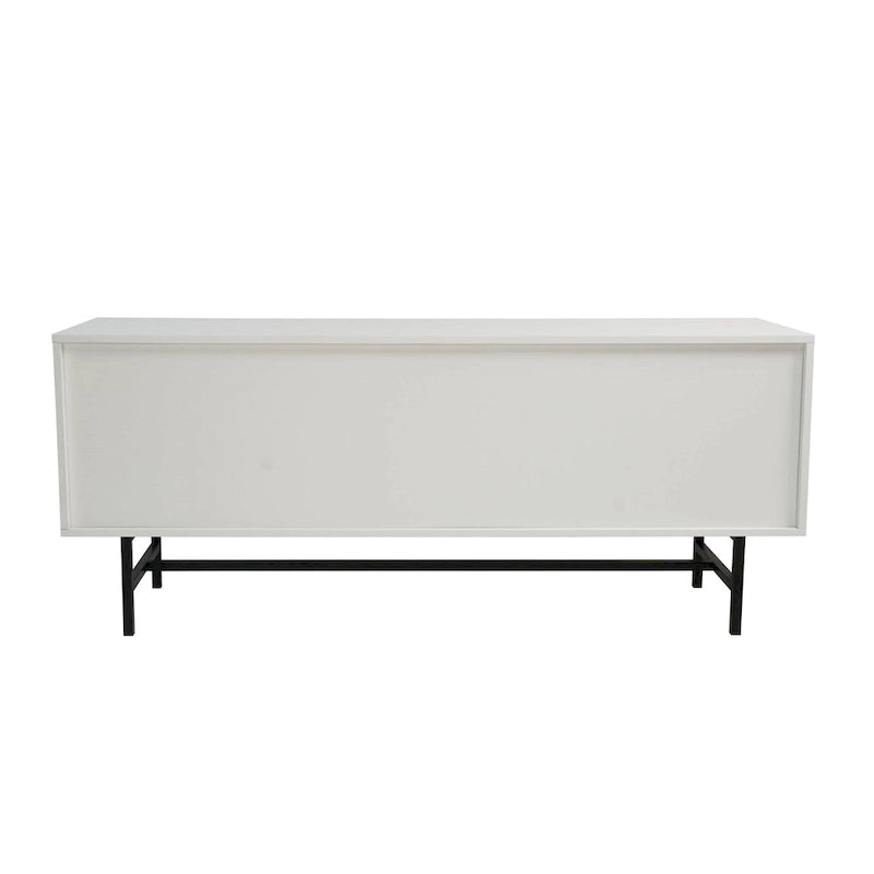 Modern TV Stand with 2 Drawers & Open Shelves, Fits up to 60" TV – Walnut / Ebony / White / Phantom Grey