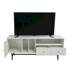 Modern TV Stand with 2 Drawers & Open Shelves, Fits up to 60" TV – Walnut / Ebony / White / Phantom Grey