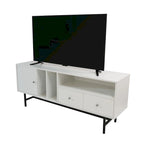 Modern TV Stand with 2 Drawers & Open Shelves, Fits up to 60" TV – Walnut / Ebony / White / Phantom Grey