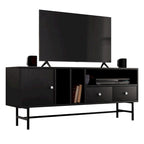 Modern TV Stand with 2 Drawers & Open Shelves, Fits up to 60" TV – Walnut / Ebony / White / Phantom Grey