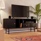 Modern TV Stand with 2 Drawers & Open Shelves, Fits up to 60" TV – Walnut / Ebony / White / Phantom Grey
