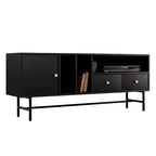 Modern TV Stand with 2 Drawers & Open Shelves, Fits up to 60" TV – Walnut / Ebony / White / Phantom Grey