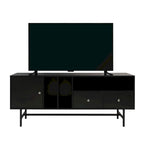 Modern TV Stand with 2 Drawers & Open Shelves, Fits up to 60" TV – Walnut / Ebony / White / Phantom Grey