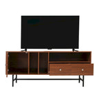 Modern TV Stand with 2 Drawers & Open Shelves, Fits up to 60" TV – Walnut / Ebony / White / Phantom Grey