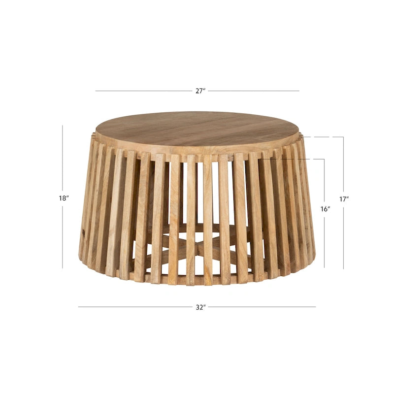 Natural Mango Wood Coffee Table, Brown, Square, 1-Person