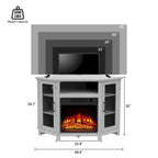 Grey Wash / Walnut Corner TV Stand with Electric Fireplace, Farmhouse Style, Single-Room Use