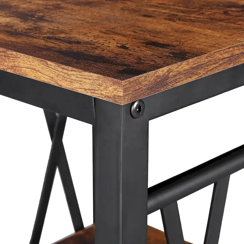 Black 2-Tier Industrial Side Table, MDF Top, Single Use