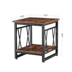 Black 2-Tier Industrial Side Table, MDF Top, Single Use