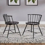Walnut & Black Iron Round Dining Table Set, Seats up to 5