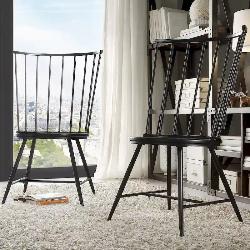 Walnut & Black Iron Round Dining Table Set, Seats up to 5