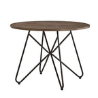 Walnut & Black Iron Round Dining Table Set, Seats up to 5