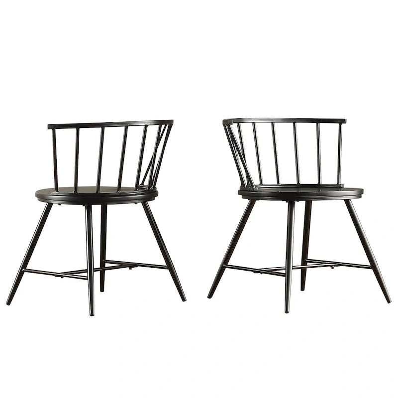 Walnut & Black Iron Round Dining Table Set, Seats up to 5