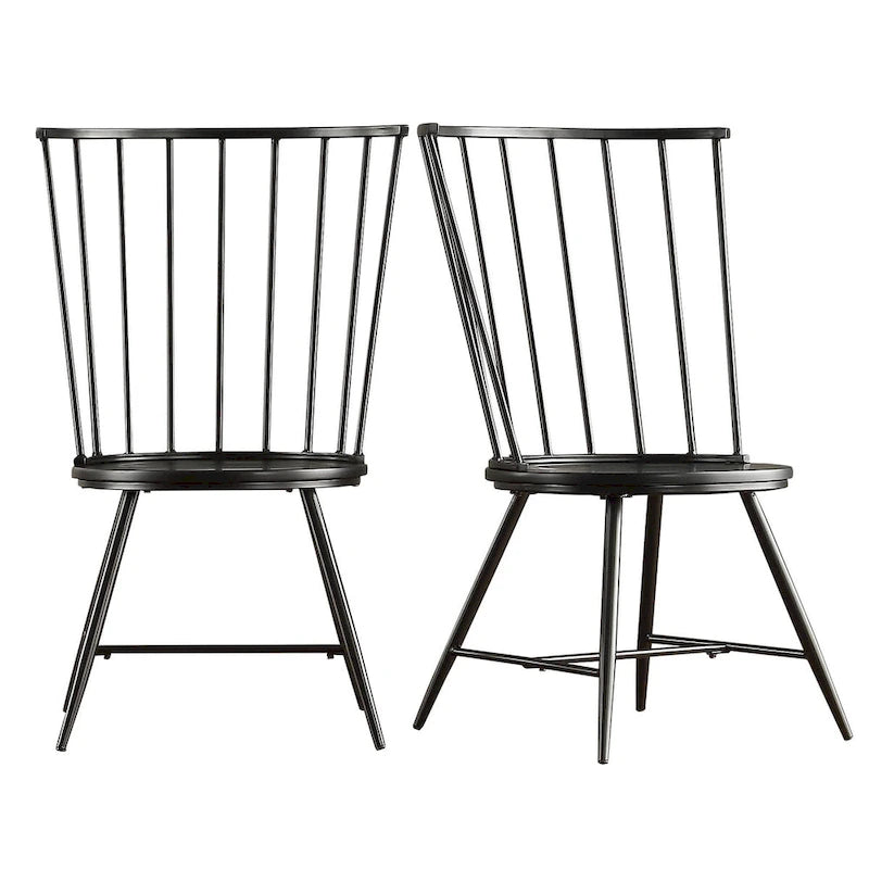 Walnut & Black Iron Round Dining Table Set, Seats up to 5