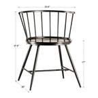 Walnut & Black Iron Round Dining Table Set, Seats up to 5