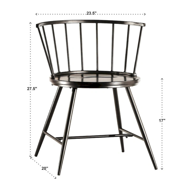 Walnut & Black Iron Round Dining Table Set, Seats up to 5