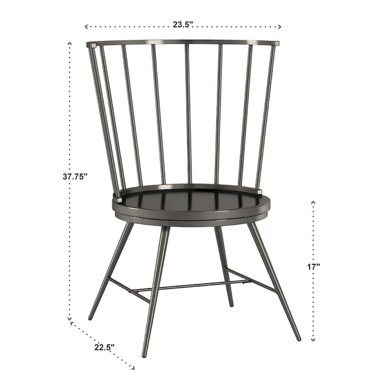 Walnut & Black Iron Round Dining Table Set, Seats up to 5