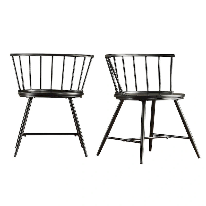 Walnut & Black Iron Round Dining Table Set, Seats up to 5
