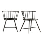 Walnut & Black Iron Round Dining Table Set, Seats up to 5