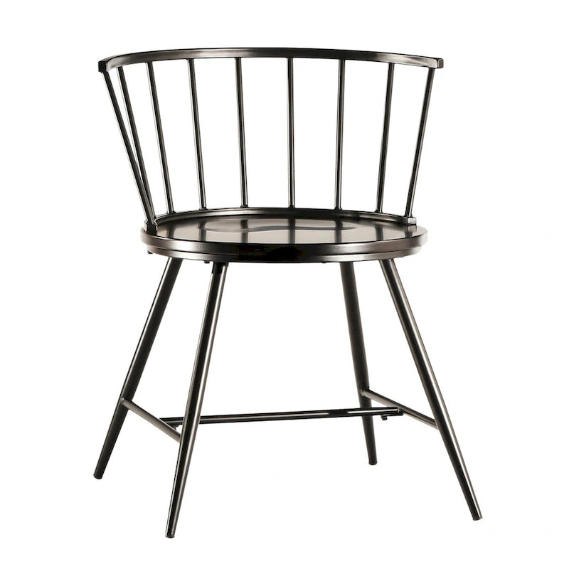 Walnut & Black Iron Round Dining Table Set, Seats up to 5