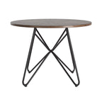 Walnut & Black Iron Round Dining Table Set, Seats up to 5